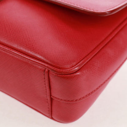 Prada Sound Chain Saffiano Leather, Red, Leather, Shoulder Bag