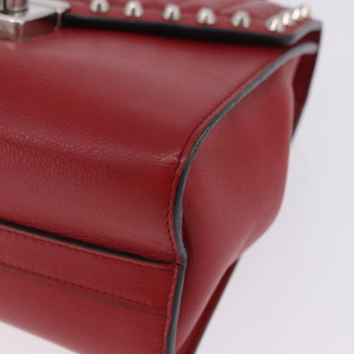 Prada Sound Studded Quilted Leather, Red, Leather, Handbag