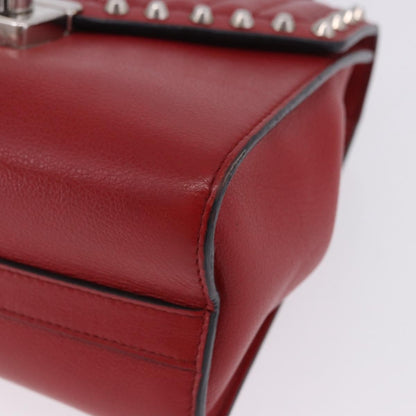 Prada Sound Studded Quilted Leather, Red, Leather, Handbag