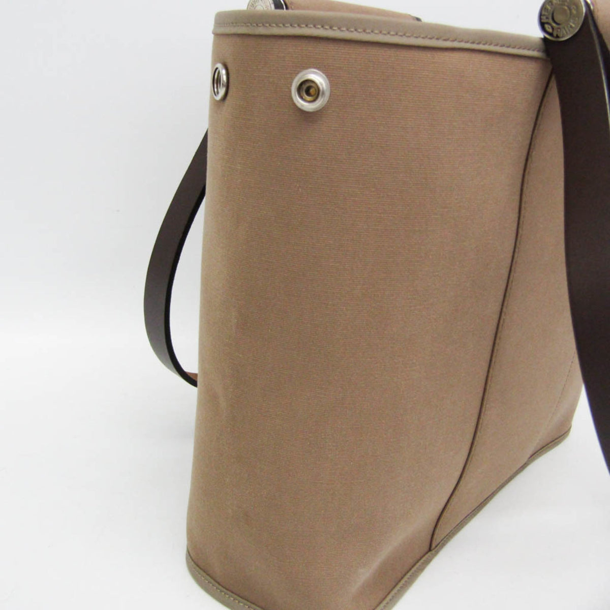 Hermes Cabag Toile and Leather, Brown, Canvas, Handbag