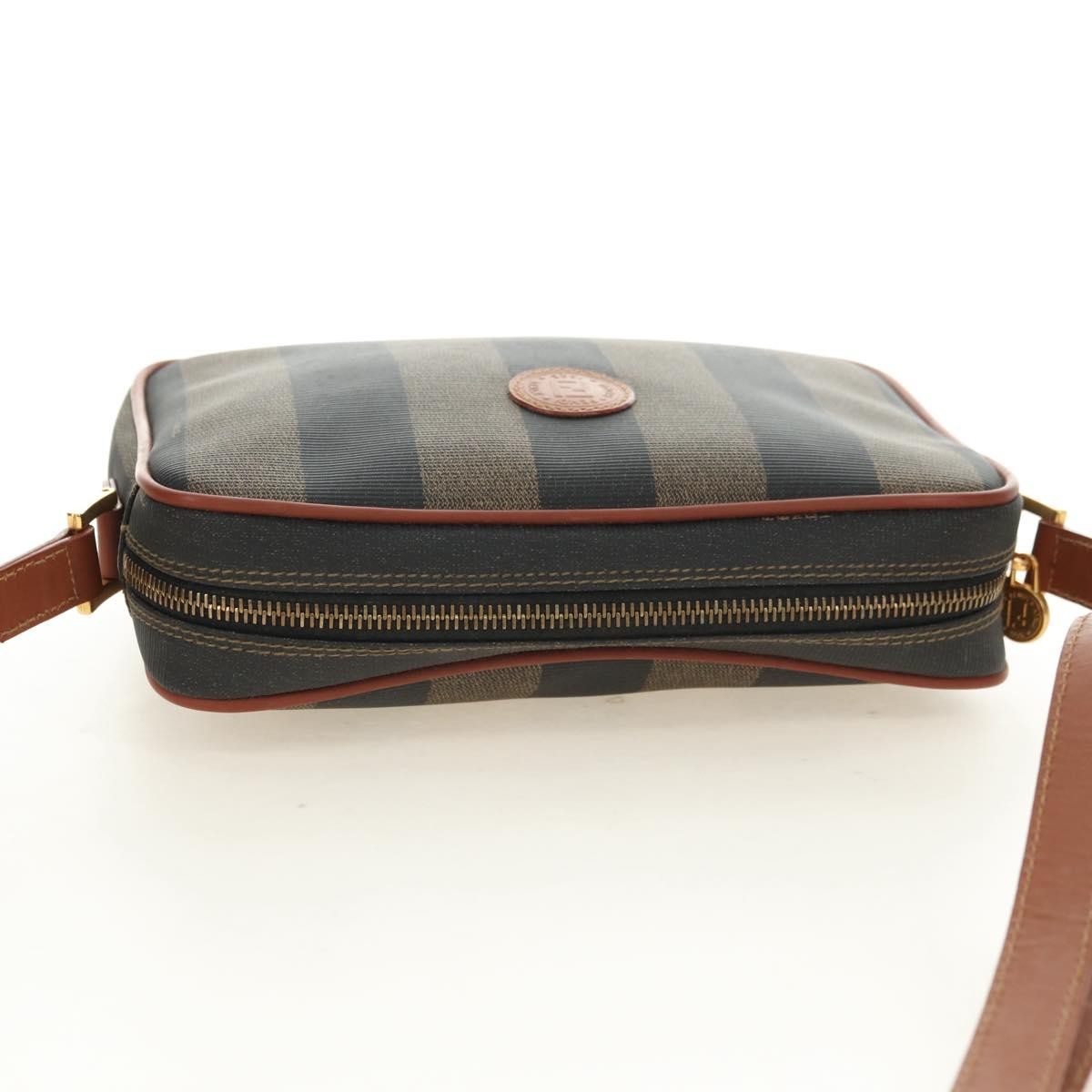 Fendi Vintage Pequin Coated Canvas, Brown, Canvas, Tote Bag