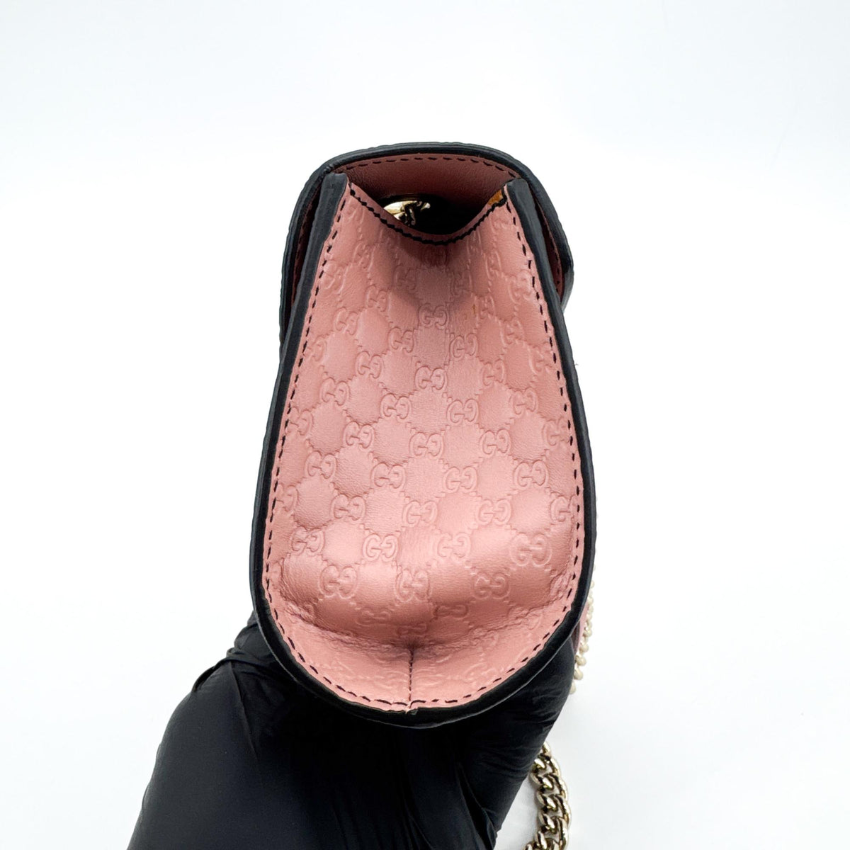 Gucci Emily Chain Flap Guccissima Leather, Pink, Leather, Shoulder Bag
