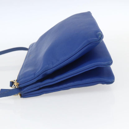 Celine Trio Crossbody Bag Leather, BLUE, LEATHER, Shoulder bag