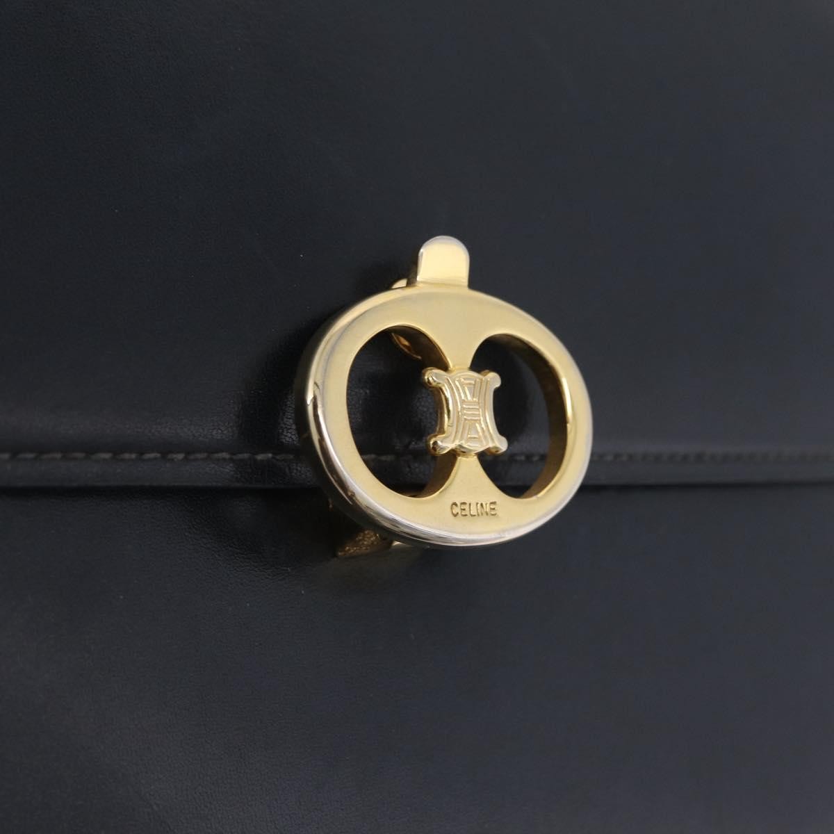 Celine Shoulder Leather, Navy, Leather, Shoulder Bag
