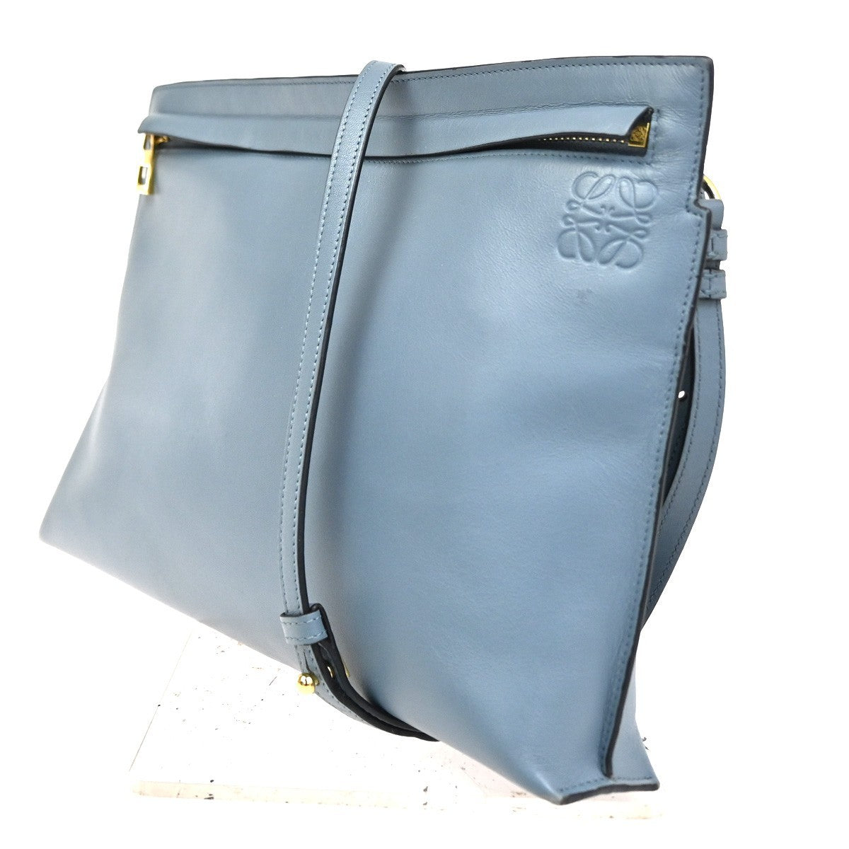 Loewe T Messenger Leather, Blue, Leather, Shoulder Bag