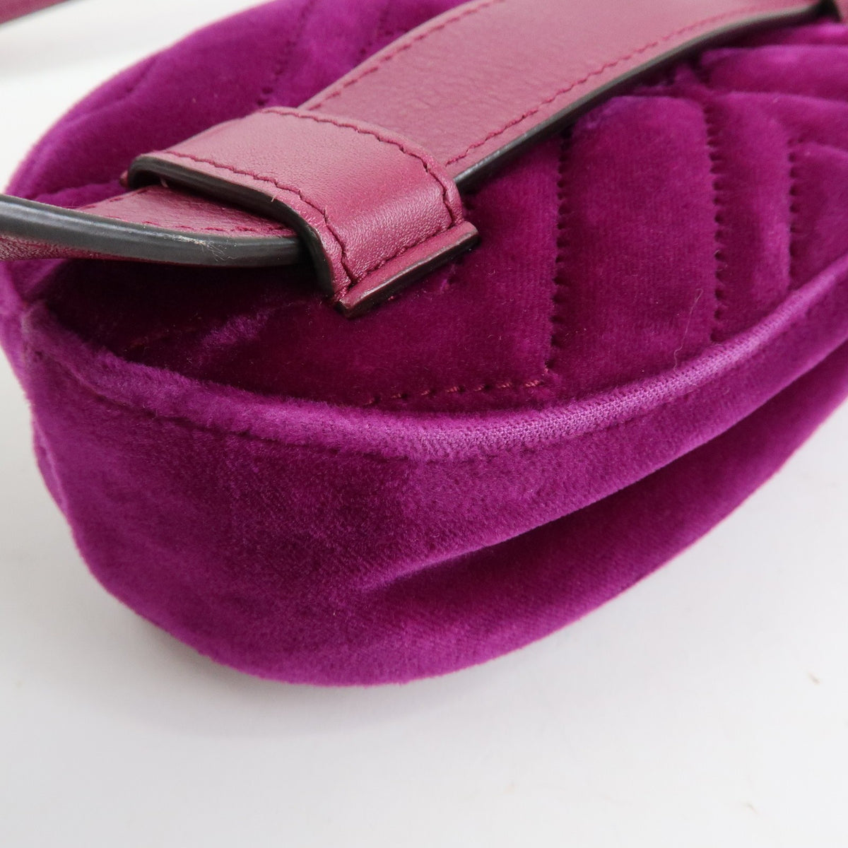Gucci GG Marmont Belt Matelasse Velvet, Purple, Velvet, Handbag