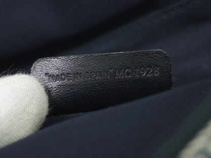 Christian Dior Saddle Zip Diorissimo Canvas, Navy, Canvas, Clutch