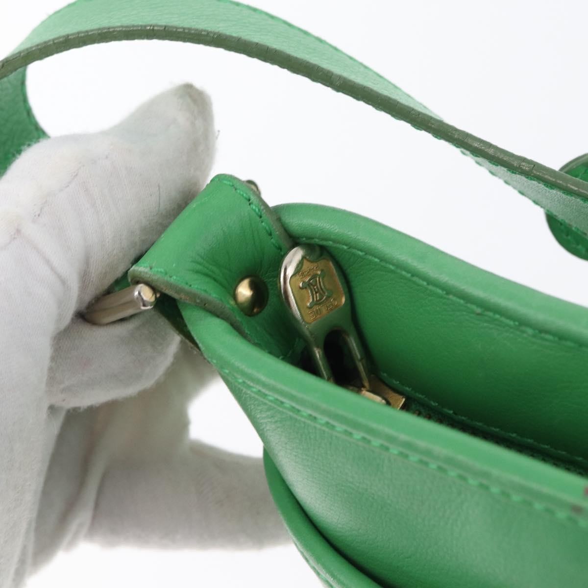 Celine Vintage Leather, Green, Leather, Shoulder Bag
