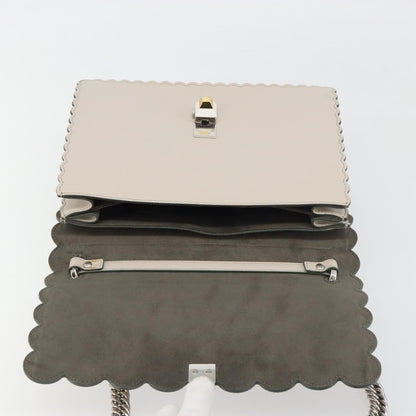 Fendi Kan I Leather, Gray, Leather, Shoulder Bag