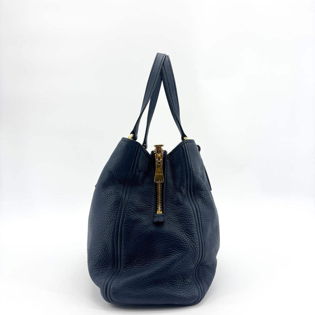 Miu Miu Phenix Convertible Leather, Navy, Leather, Tote Bag