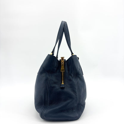 Miu Miu Phenix Convertible Leather, Navy, Leather, Tote Bag