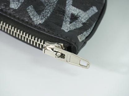 Balenciaga Graffiti Leather, Black, Leather, Clutch