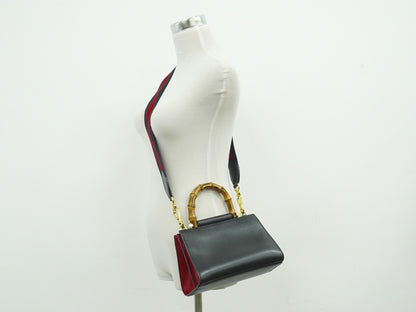 Gucci Nymphaea Top Handle Leather, Black, Leather, Handbag