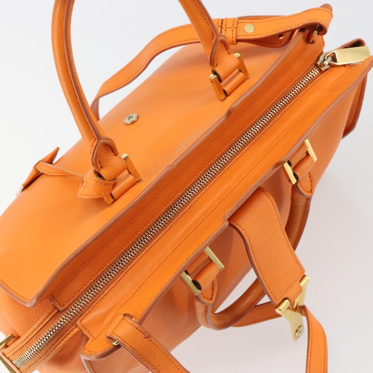 Saint Laurent Classic Y Cabas Leather, Orange, Leather, Tote Bag