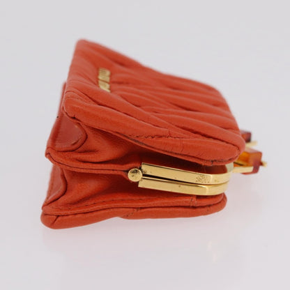 Miu Miu Sword wallet Charm Leather Matelasse, Orange, Leather, Crossbody Bag