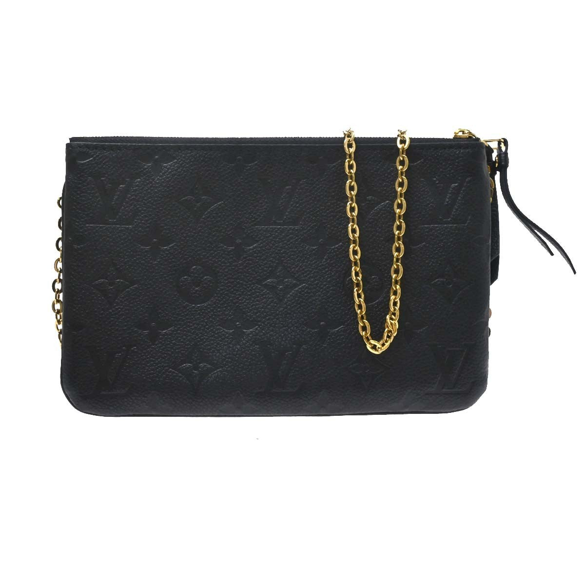 Louis Vuitton Double Zip Pochette Monogram Empreinte Leather, Black, Leather, Clutch