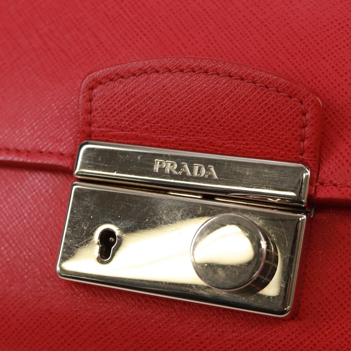Prada Sound Chain Saffiano Leather, Red, Leather, Shoulder Bag