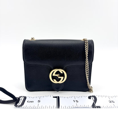 Gucci Interlocking Patent, Black, Leather, Shoulder Bag