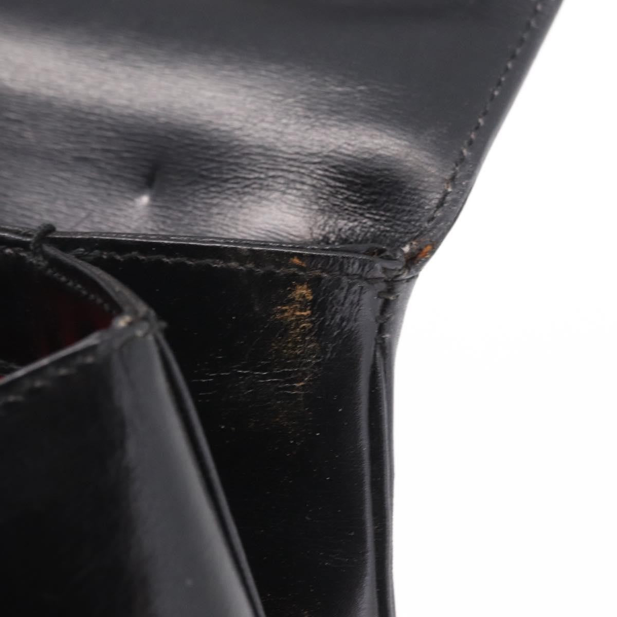 Gucci Vintage Bamboo Top Handle Leather, Black, Leather, Handbag