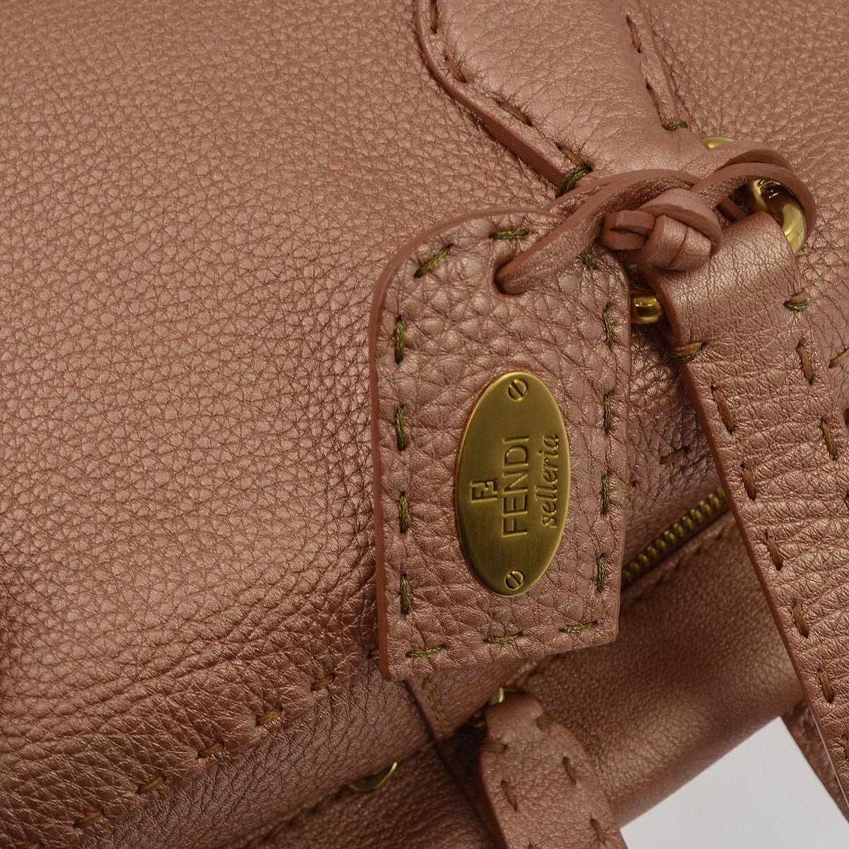 Fendi Selleria Handle Leather, Pink, Leather, Handbag