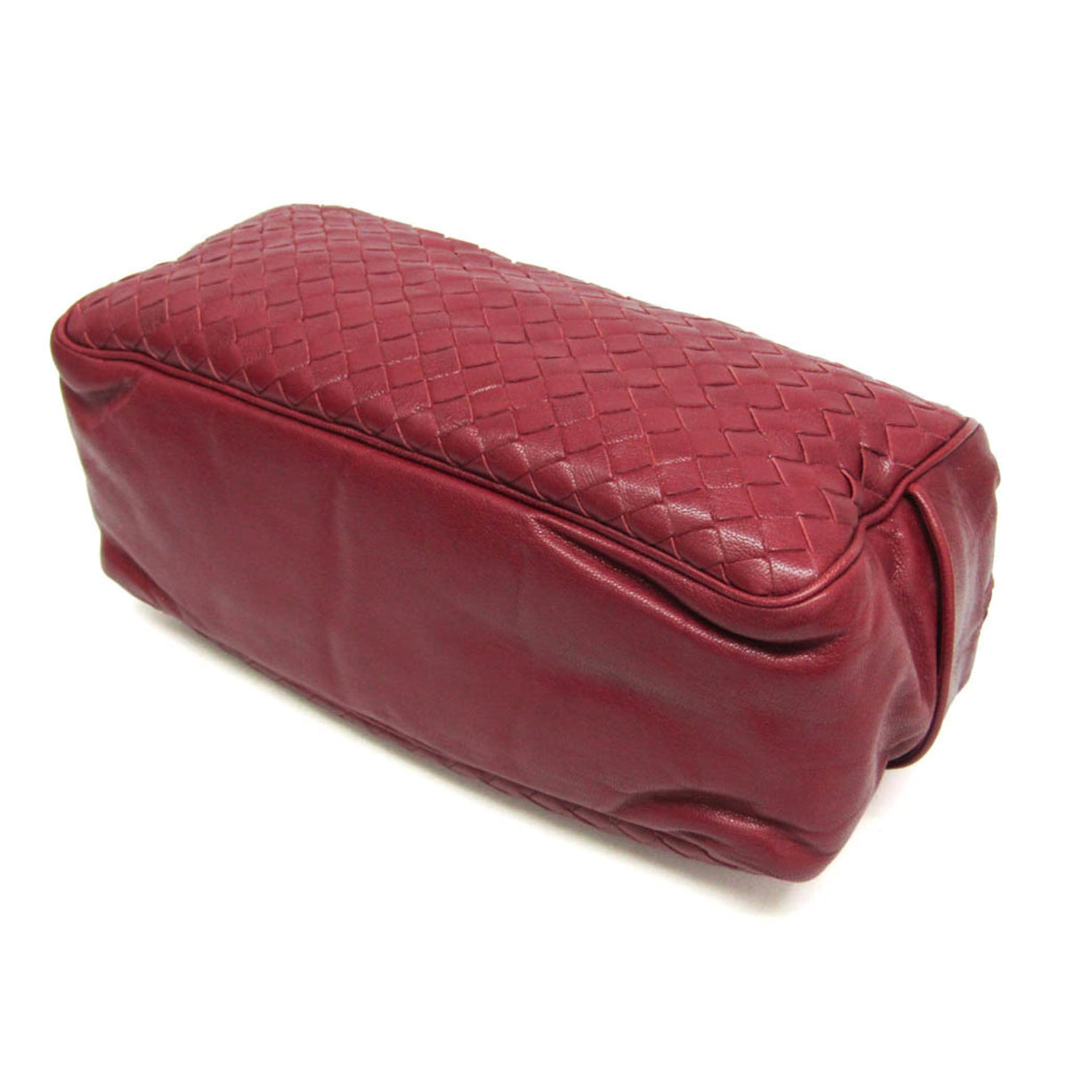 Bottega Veneta Zip Boston Intrecciato Nappa, Red, Leather, Handbag