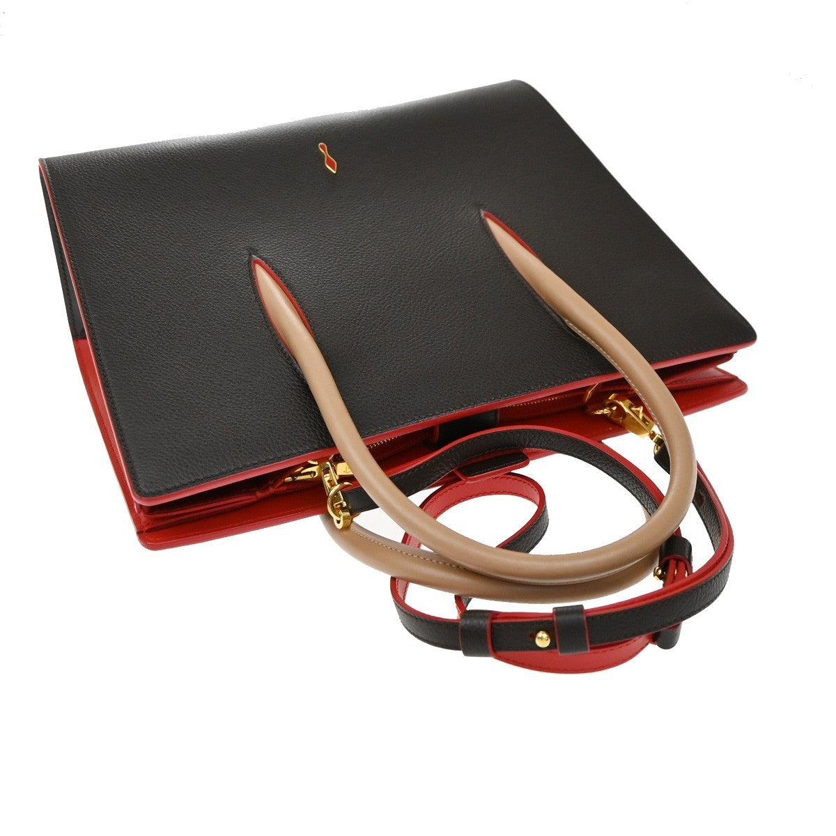 Christian Louboutin Paloma Printed Leather, Brown, Leather, Tote Bag