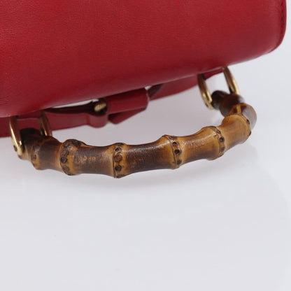 Gucci Vintage Bamboo Leather, Red, Leather, Backpack
