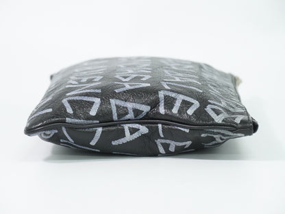 Balenciaga Graffiti Leather, Black, Leather, Clutch