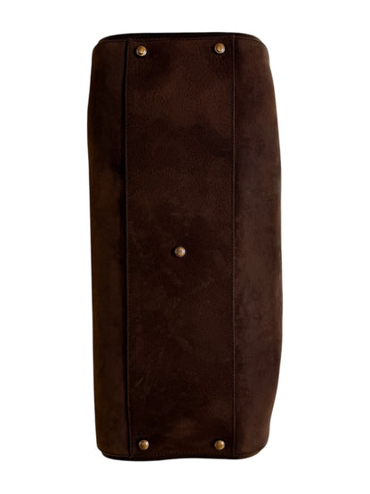 Cartier Marcello Leather, Brown, Suede, Handbag