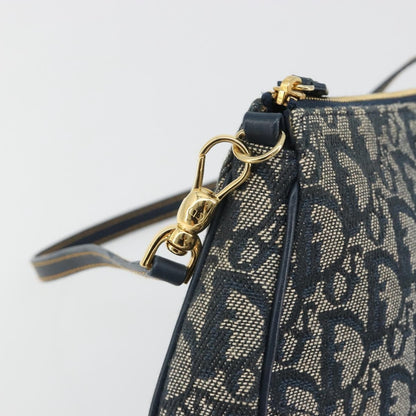 Christian Dior Vintage Saddle Diorissimo Canvas, Navy, Canvas, Shoulder Bag
