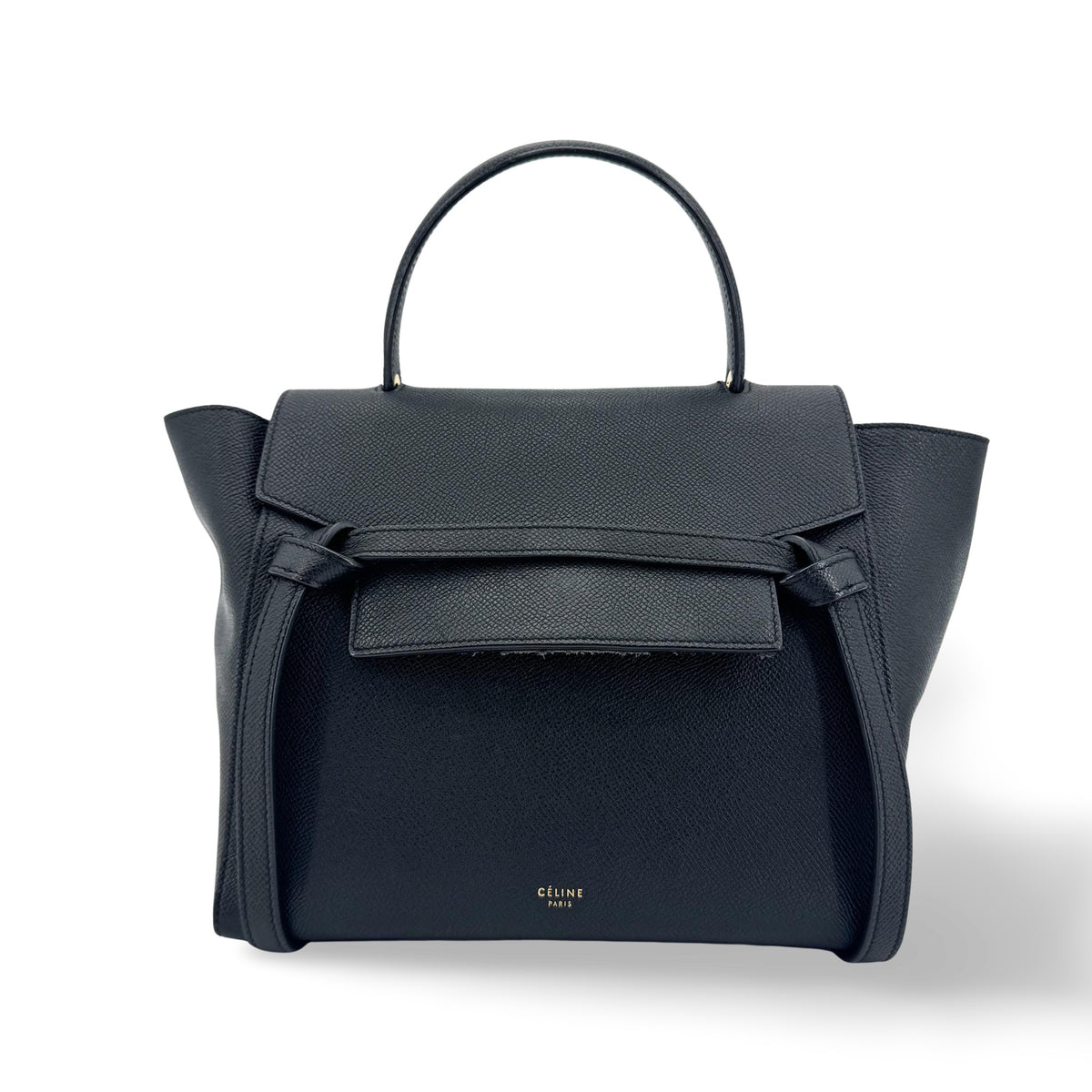 Celine Belt Calfskin, Black, Leather, Handbag