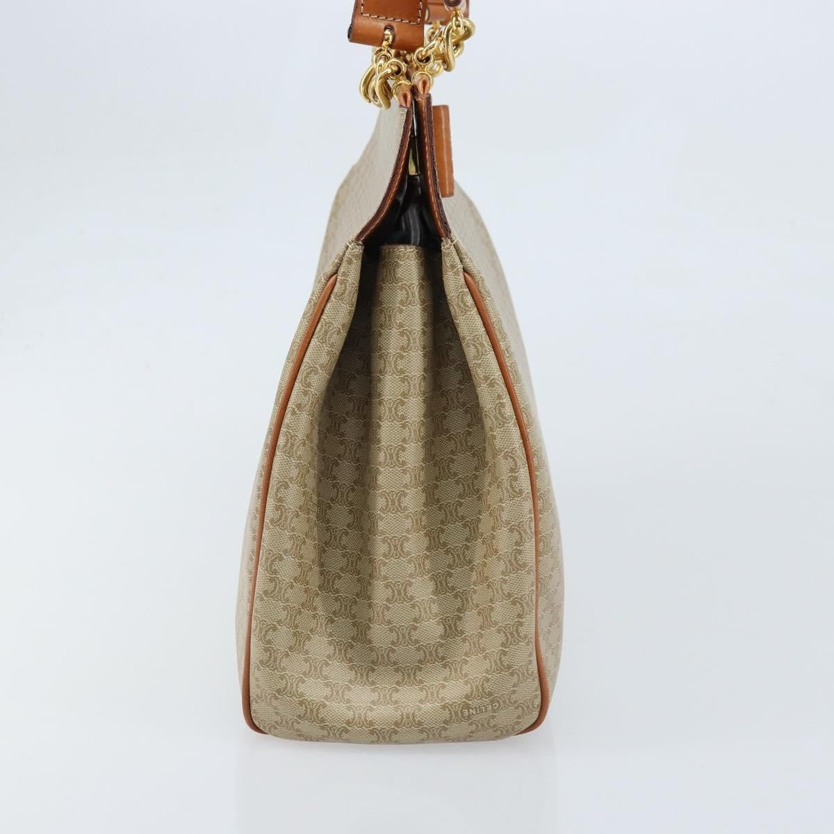 Celine Vintage Macadam Shopper Coated Canvas, Beige, Canvas, Tote Bag
