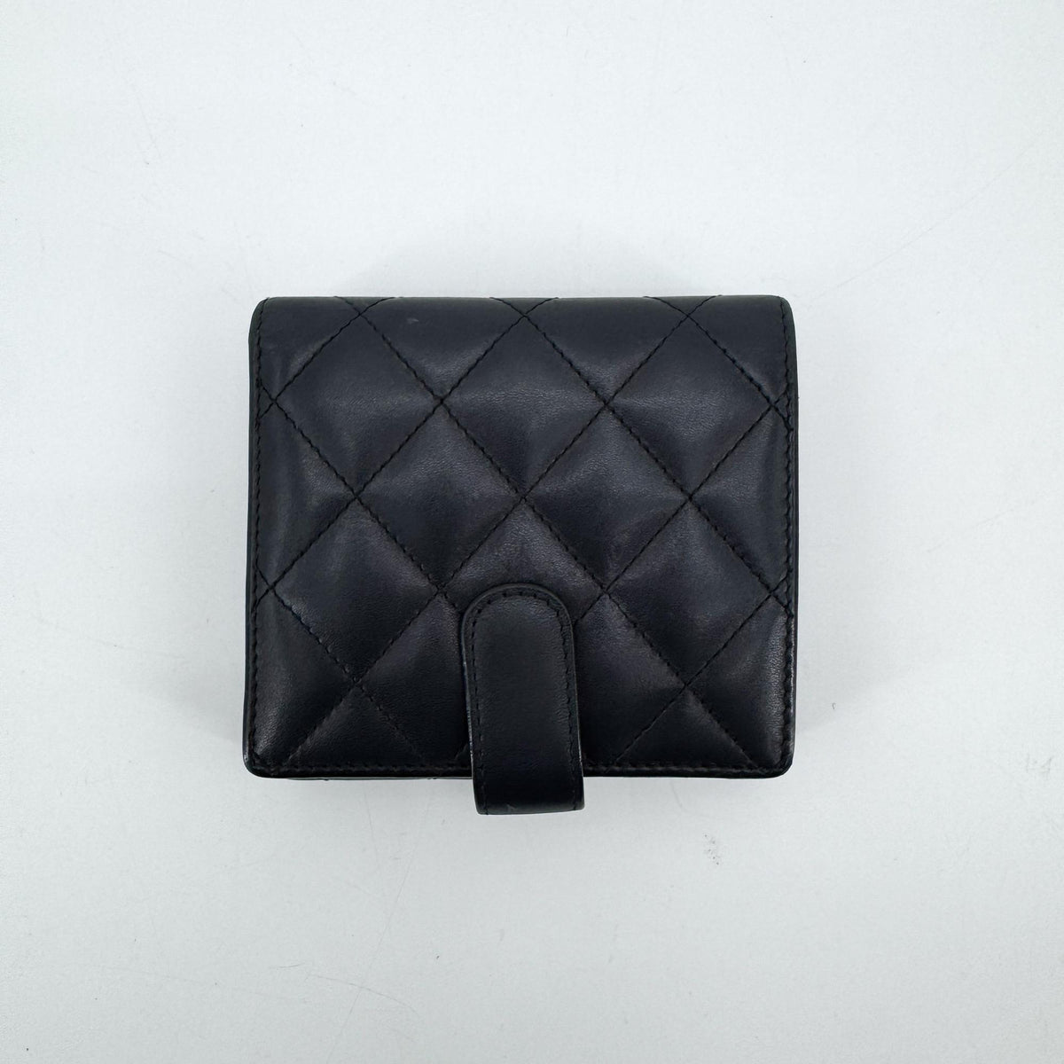Chanel Cambon Trifold Quilted Lambskin, Black, Leather, Wallet