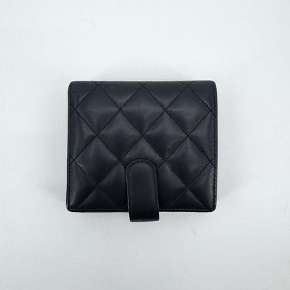 Chanel Cambon Trifold Quilted Lambskin, Black, Leather, Wallet