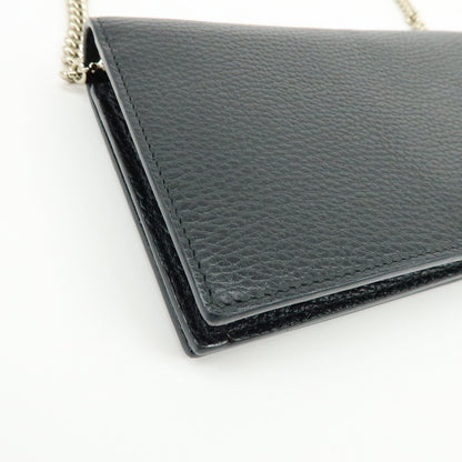 Gucci Betty Chain Wallet (Outlet) Leather, Black, Leather, Crossbody Bag