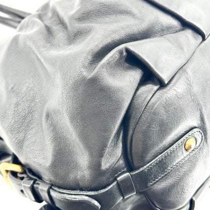 Prada Buckle Open Soft Calf, Black, Leather, Tote Bag