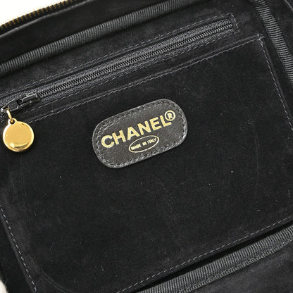 Chanel Vintage Timeless Zip Around Vanity Case Patent, Black, Patent Leather, Handbag
