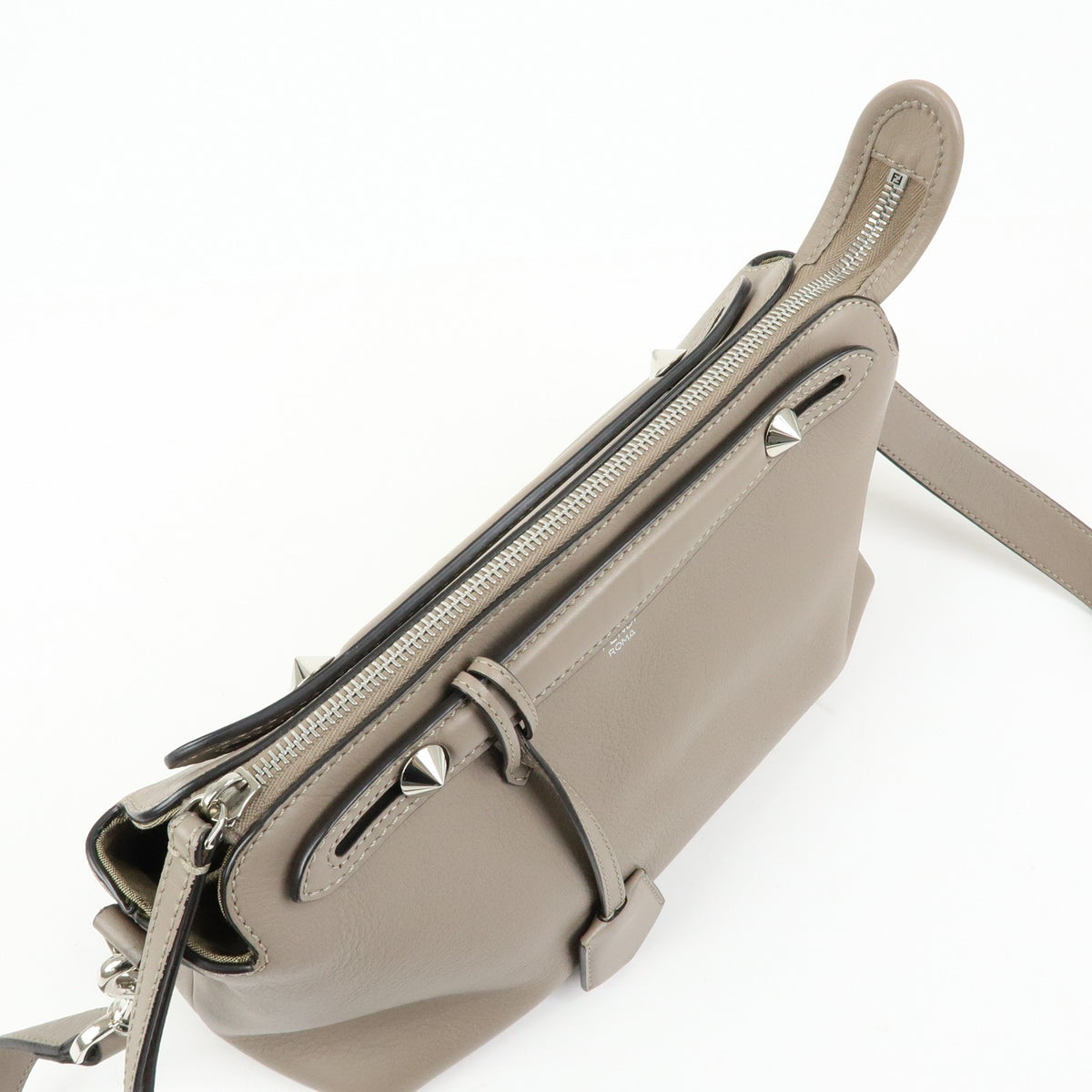 Fendi By The Way Satchel Leather, Beige, Leather, Handbag