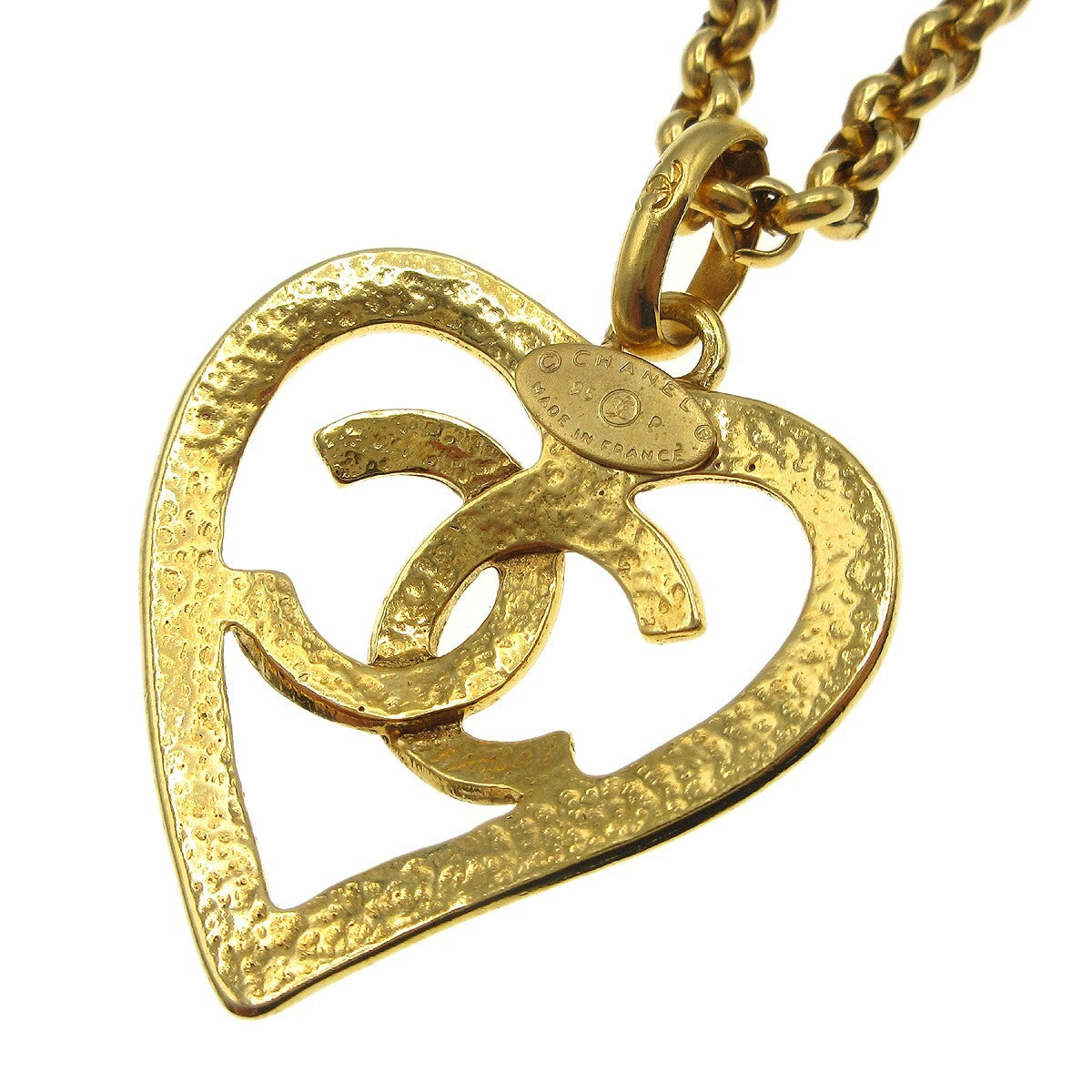 Chanel CC Heart Pendant Metal, Gold, Gold Plated, Necklace