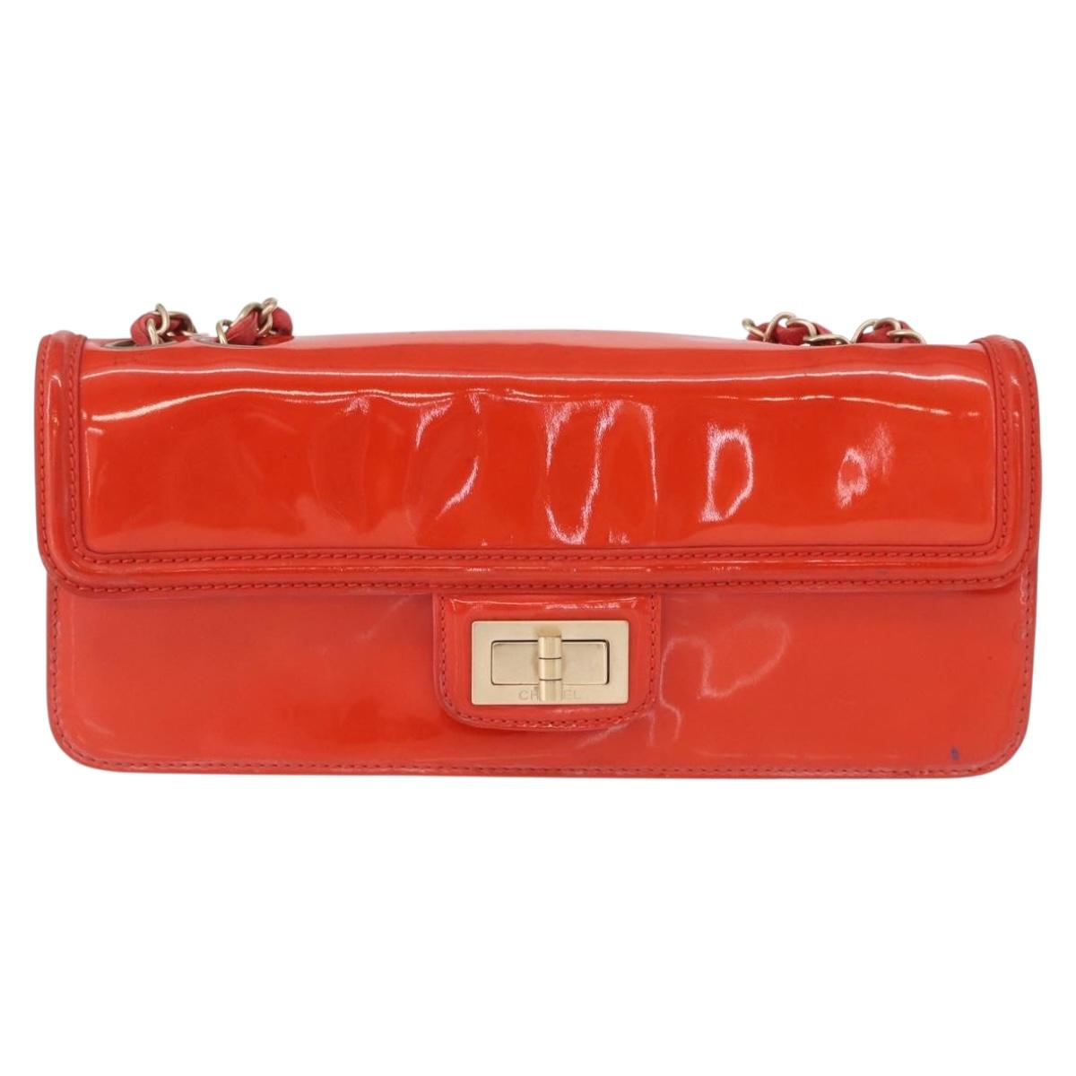 Chanel Chain Flap Shoulder Bag Leather, ORANGE, PATENT_LEATHER, Shoulder bag