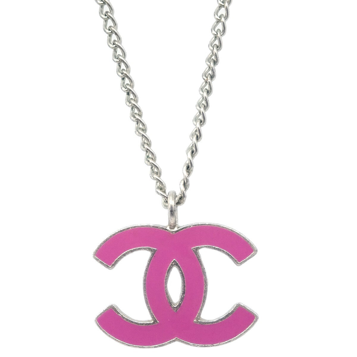 Chanel CC Pendant Metal, Silver, Silver Plated, Necklace