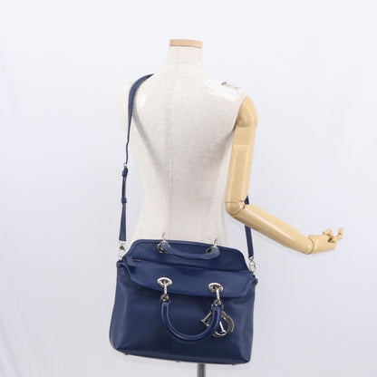 Christian Dior Granville Satchel Leather, BLUE, LEATHER, Handbag