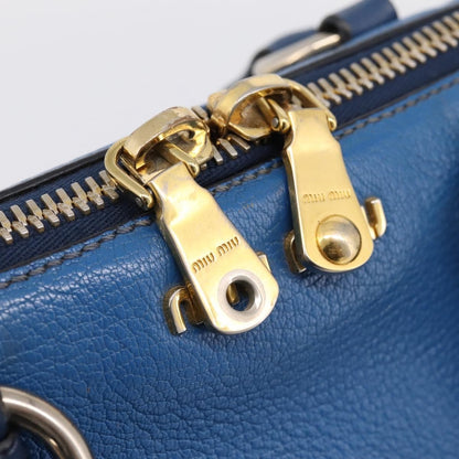 Miu Miu Madras Bowler Leather, Blue, Leather, Handbag