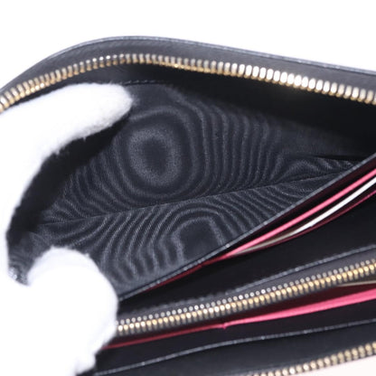Prada Zip Around Tab Saffiano Leather, Black, Leather, Wallet