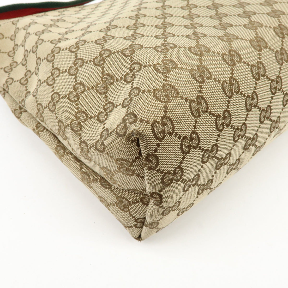 Gucci Web Strap Zip Messenger GG Canvas, Beige, Canvas, Handbag