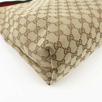Gucci Web Strap Zip Messenger GG Canvas, Beige, Canvas, Handbag