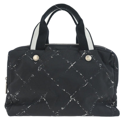 Chanel Travel Line Boston Printed Nylon, Black, Nylon, Handbag