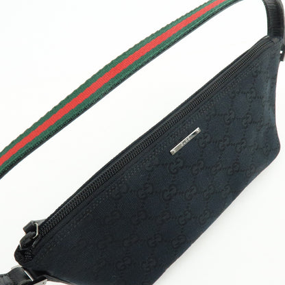Gucci Boat Pochette GG Denim, Black, Canvas, Clutch