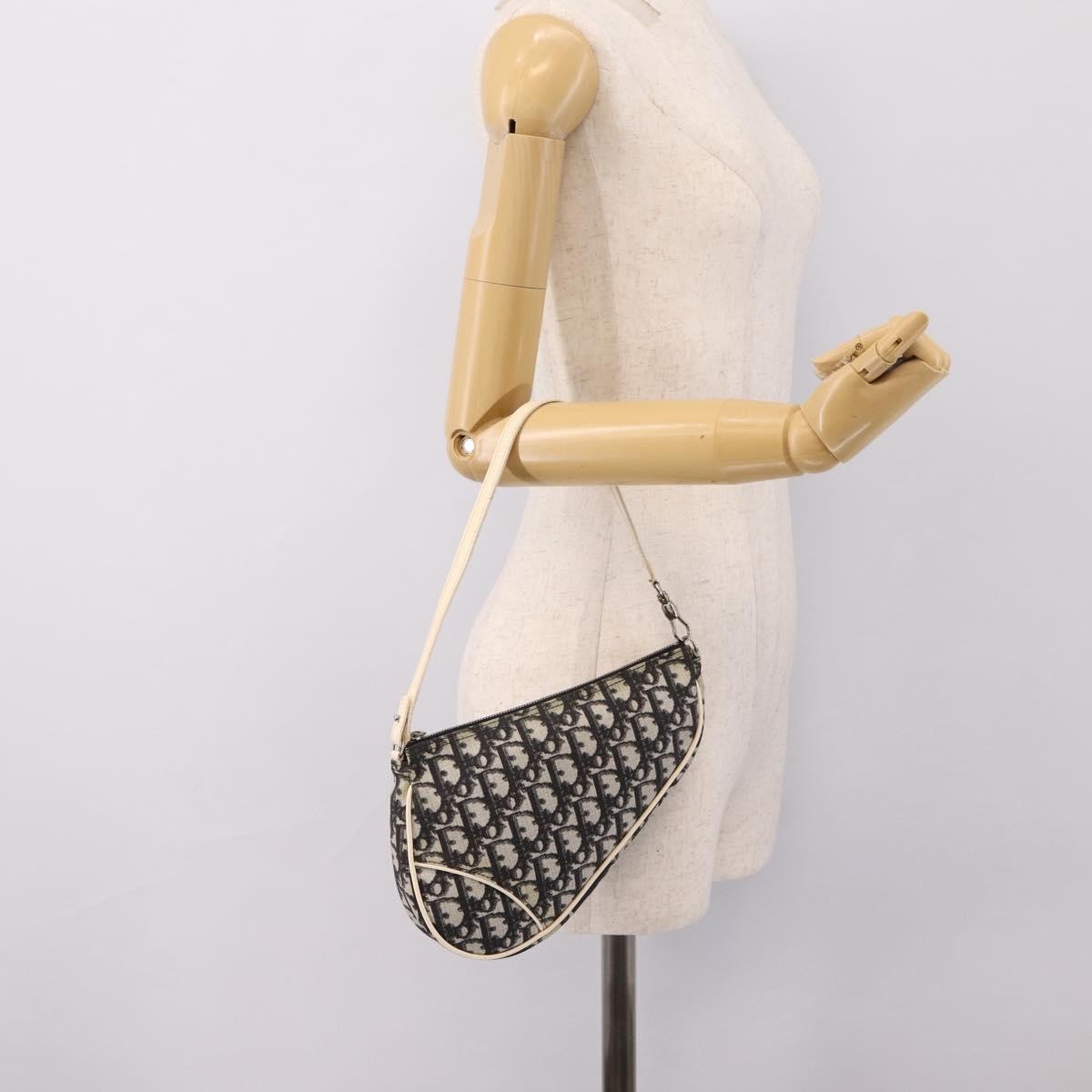 Christian Dior Vintage Saddle Diorissimo Canvas, Gray, Canvas, Handbag