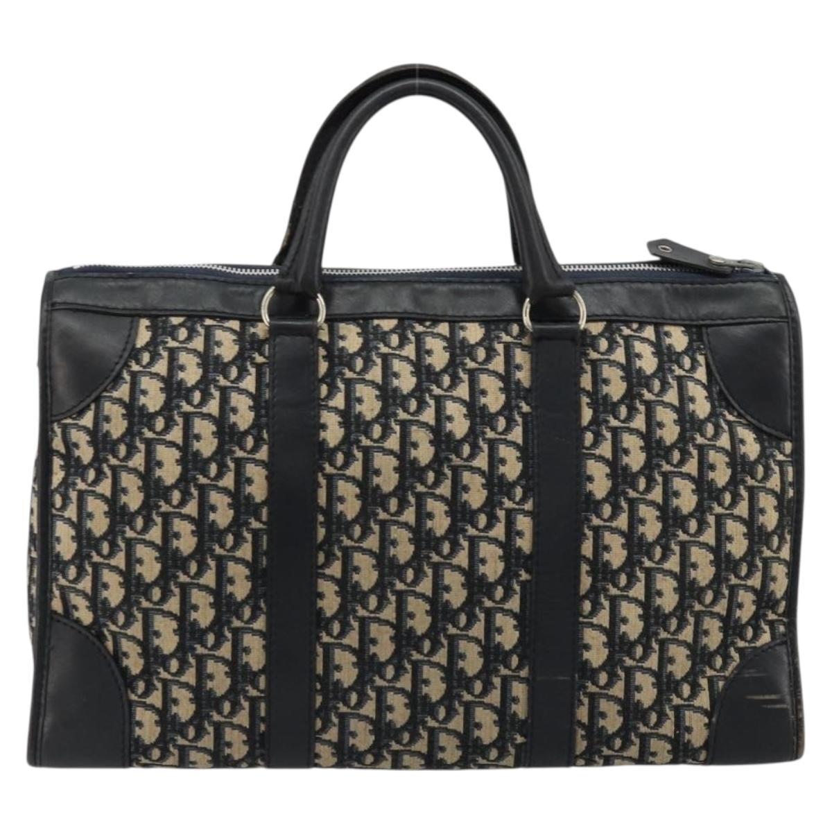 Christian Dior Vintage Trotter Boston Diorissimo Canvas, Navy, Canvas, Handbag